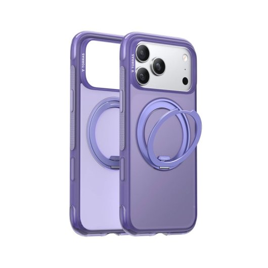 Torras Funda Para Iphone 17 Pro Max – Carcasa Con Magsafe Y Soporte Giratorio O3 Air Violeta, Protección Y Ajuste Precis