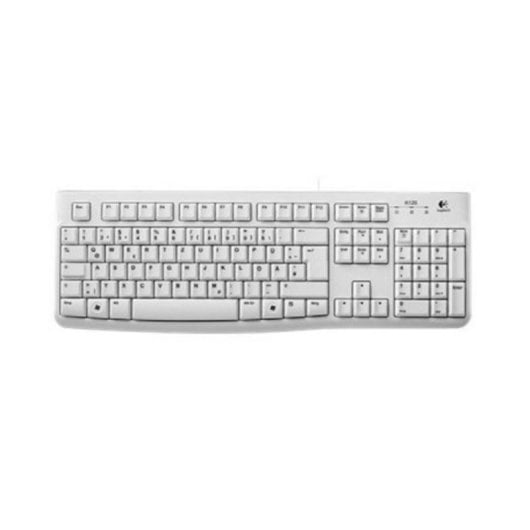 Clavier Logitech K120 à membrane complet USB QWERTZ blanc pour bureau