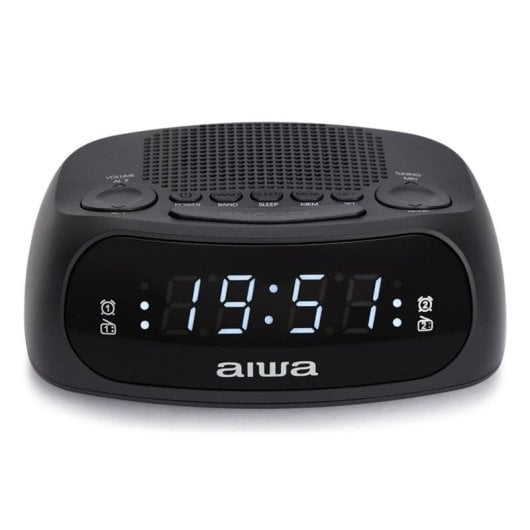 Despertador digital Aiwa CR-09J Preto com Rádio FM e USB