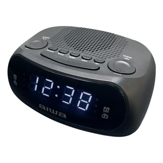 Despertador digital Aiwa CR-09J Preto com Rádio FM e USB