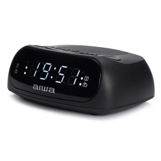 Despertador digital Aiwa CR-09J Preto com Rádio FM e USB