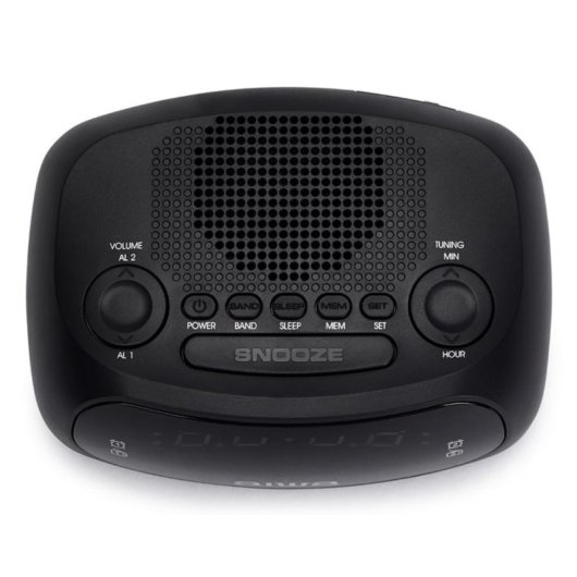 Despertador digital Aiwa CR-09J Preto com Rádio FM e USB