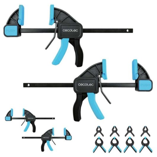 Cecotec Sargentos De Barra 12 Piezas Strongcomfort 740 Instant Evolution. Liberación Rápida, Hasta 70kg De Fuerza, Cabez