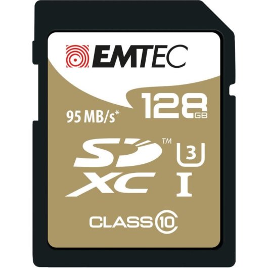 Carte SD Emtec ECMSD128GXC10SP 128 Go Classe 10 95 Mo/s Noir
