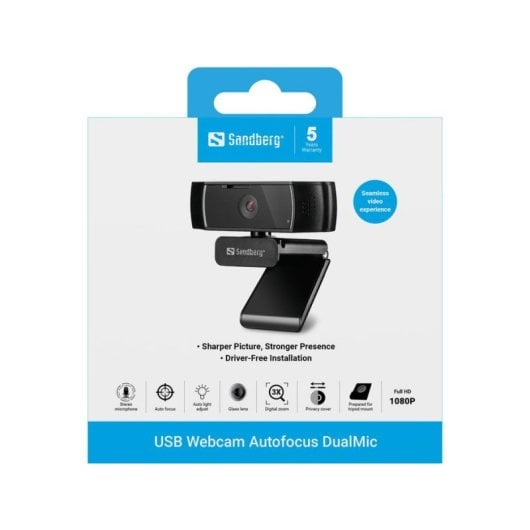 Webcam Sandberg 134-38 Full HD 1080P Autofocus Doppio Microfono