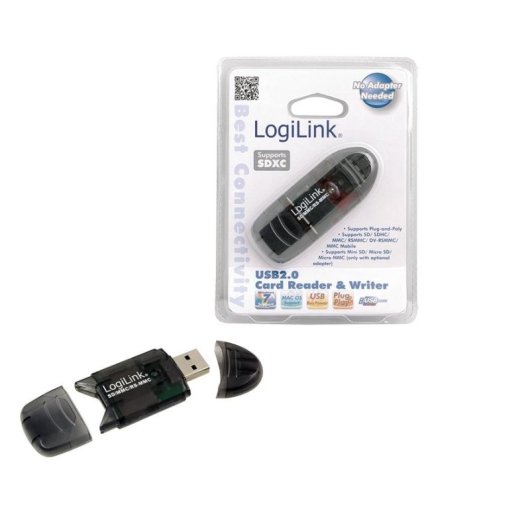 Leitor de cartões USB 2.0 LogiLink para SD/MMC Preto 480 Mbit/s