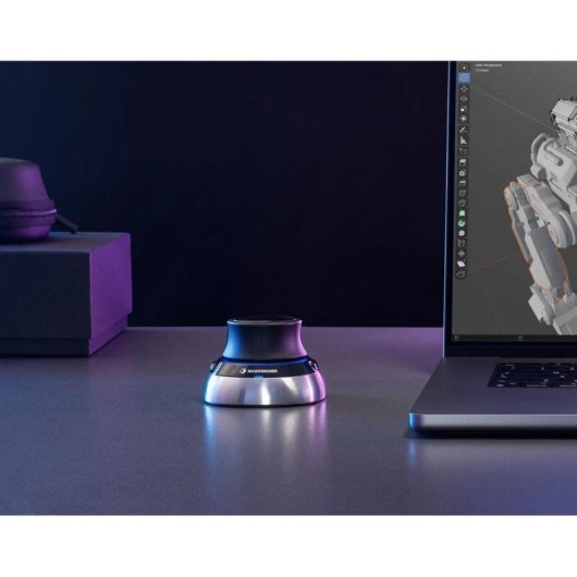 Rato 3Dconnexion SpaceMouse Wireless Bluetooth 6DoF Ambidestro Preto Azul Prateado