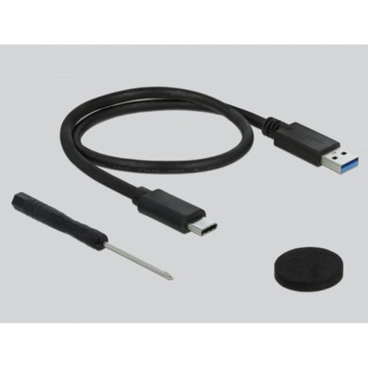 Caja PC Delock 2.5" Aluminio Negro Blanco USB Type-C SuperSpeed 10 Gbps