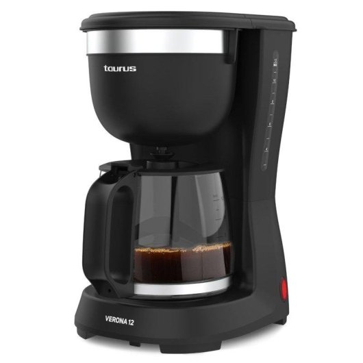 Cafetera de Goteo Taurus Verona 1,25L 680W 12 Tazas Filtro Permanente Antigoteo