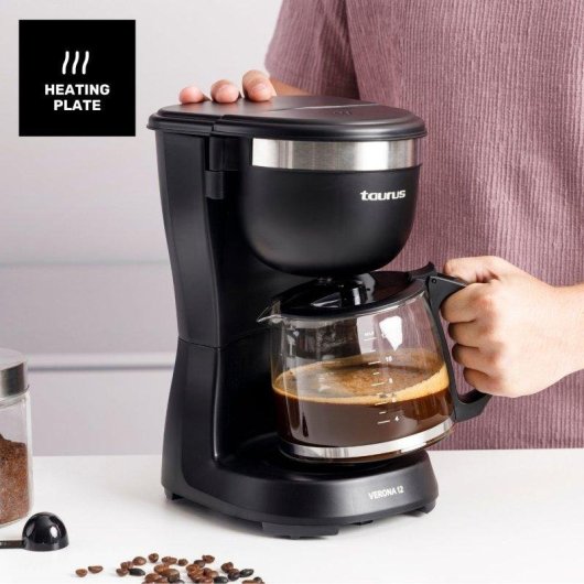 Cafetera de Goteo Taurus Verona 1,25L 680W 12 Tazas Filtro Permanente Antigoteo