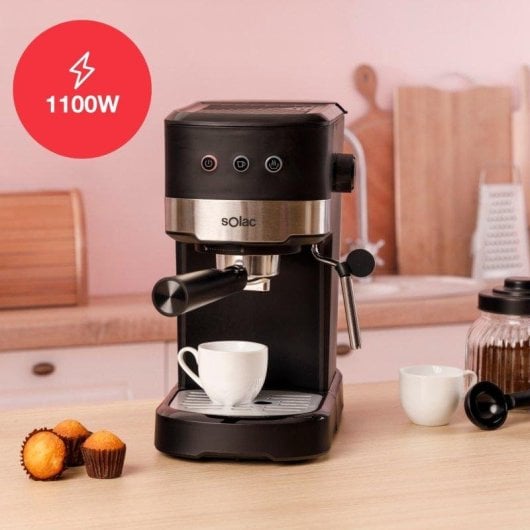 Cafetera Espresso Solac Taste Slim Basic 1,2 L 20 Bares con vaporizador orientable