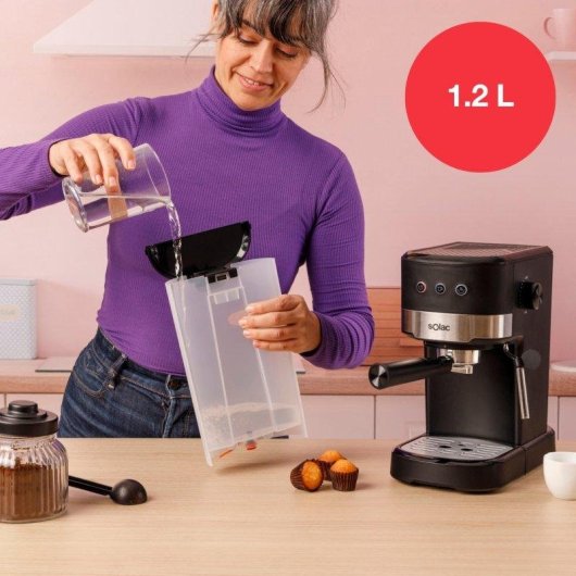 Cafetera Espresso Solac Taste Slim Basic 1,2 L 20 Bares con vaporizador orientable