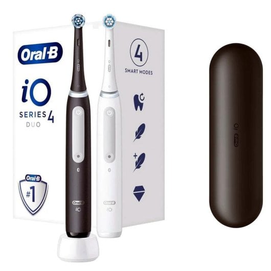 Oszillierende Zahnbürste Braun Oral-B iO Series 4 Duo 6 Modi 2 Bürstenköpfe Drucksensor Timer Etui
