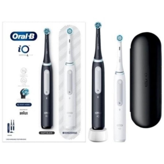 Oszillierende Zahnbürste Braun Oral-B iO Series 4 Duo 6 Modi 2 Bürstenköpfe Drucksensor Timer Etui