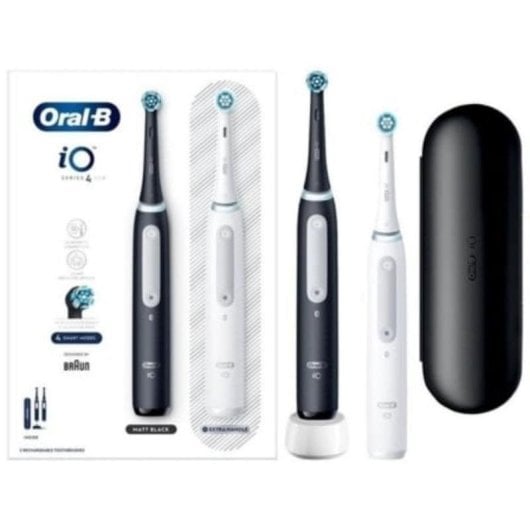 Brosse à Dents Oscillo-Rotative Braun Oral-B iO Series 4 Duo 6 Modes 2 Embouts Capteur Pression Minuteur Étui