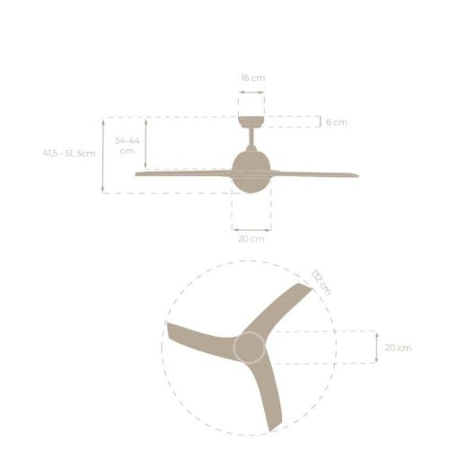 Ventilador de techo Evvo V522 65W 3 aspas 6 velocidades blanco 132 cm
