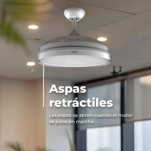 Ventilador de techo Cecotec Evvo V450 Invisible aspas retráctiles luz LED