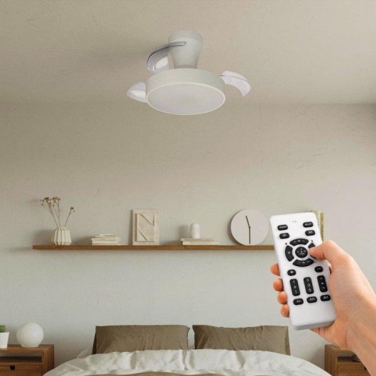 Ventilador de Teto Retrátil Klack XS Branco 55cm Motor DC 30W Silencioso LED