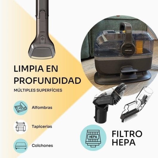 Aspirador de Tapicerías Mellerware Cleany Carpet 600W 13000Pa Doble Depósito