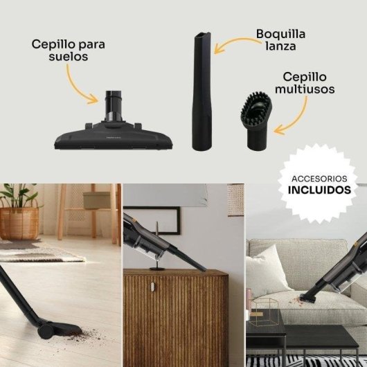 Aspirador Escoba Mellerware Cleany 600W con Cable Boquilla 2 en 1 0,9L