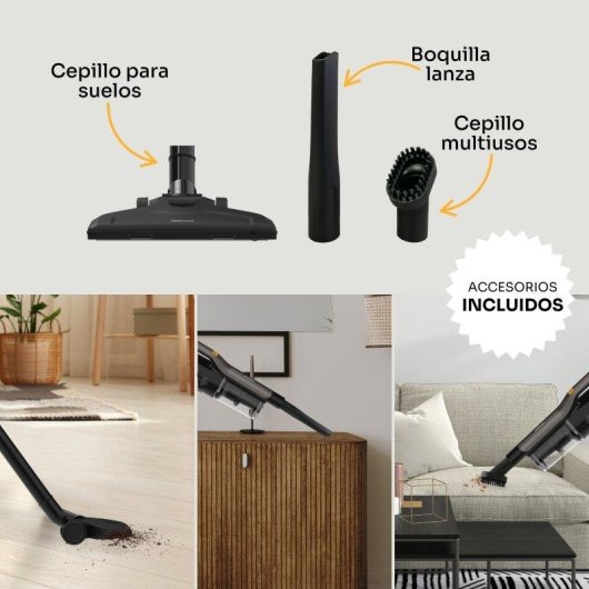 Aspirador Escoba Mellerware Cleany 600W con Cable Boquilla 2 en 1 0,9L