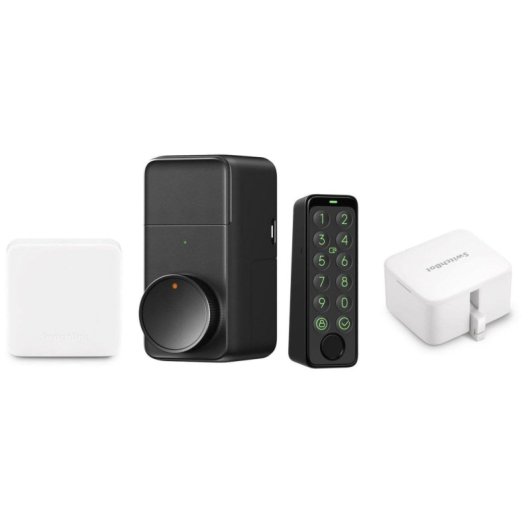 2 Cerraduras Intelligentes y Hub SwitchBot Lock Pro +  SwitchBot Keypad Touch + Hub SwitchBot Mini + 2 Actuador de conmutación SwitchBot Bot