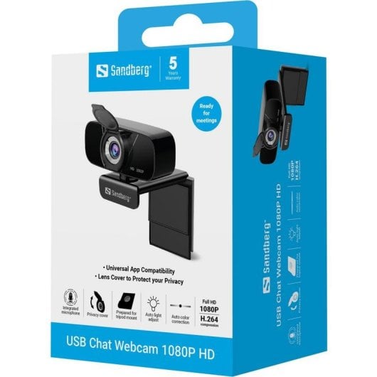 Webcam Sandberg 134-15 Full HD 1080P con Microfono Integrato