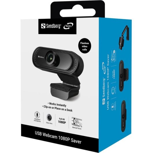 Caméra Web USB Sandberg 1080P Saver Full HD 2MP