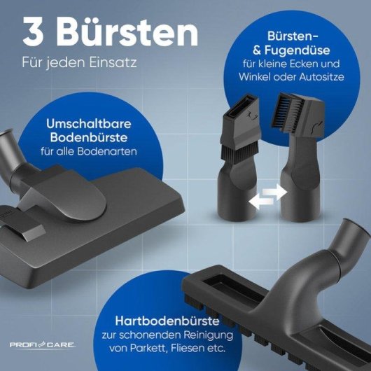 Aspiradora de Mano ProfiCare PC-BS 3133 600W Sin Bolsa HEPA Ciclónico 6,8 m Antracita Azul