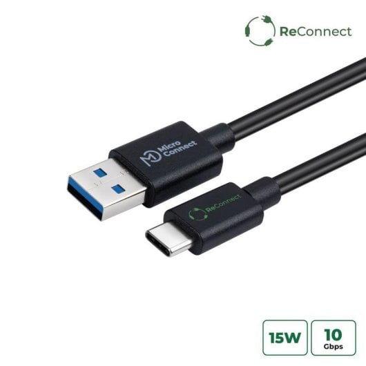 Cable USB Microconnect ECO-USB3.2CA1 1 m USB A vers USB C USB 3.2 Gen 2 Noir