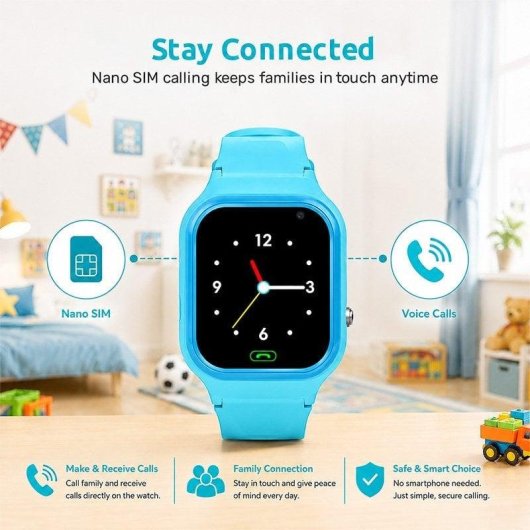Nilait Kids Watch Safe GPS Smartwatch Infantil 4G con Videollamadas, Llamadas y Botón SOS Azul