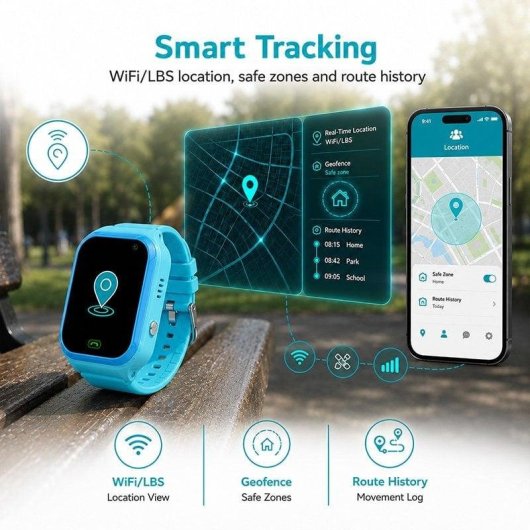 Nilait Kids Watch Safe GPS Smartwatch Infantil 4G con Videollamadas, Llamadas y Botón SOS Azul