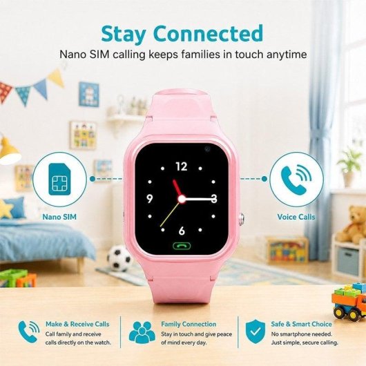 Nilait Kids Watch Safe GPS Smartwatch Infantil 4G con Videollamadas, Llamadas y Botón SOS Rosa