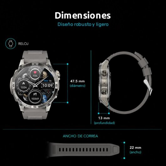 Nilait Watch Cometta One smartwatch AMOLED con GPS de alto rendimiento (Gris)