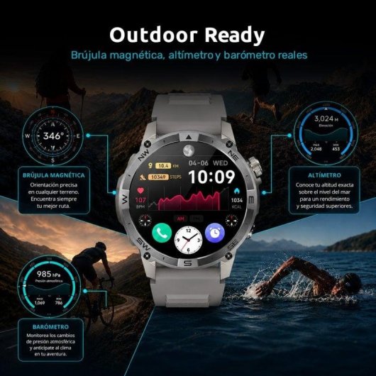 Nilait Watch Commeta One smartwatch AMOLED con GPS de alto rendimiento (Gris)