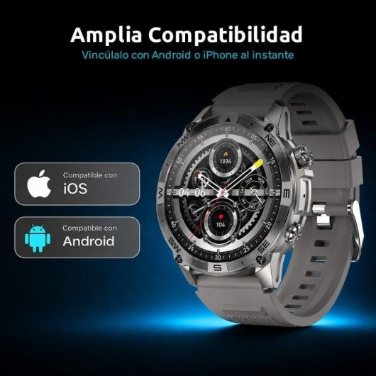 Nilait Watch Commeta One smartwatch AMOLED con GPS de alto rendimiento (Gris)