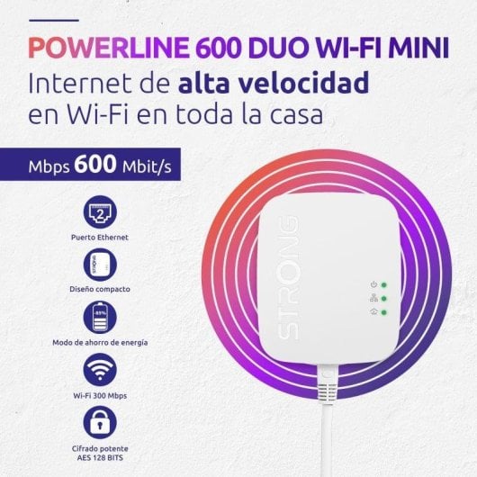 Extensor de red Strong Powerline 600 Duo Wi-Fi Mini hasta 600 Mbit/s