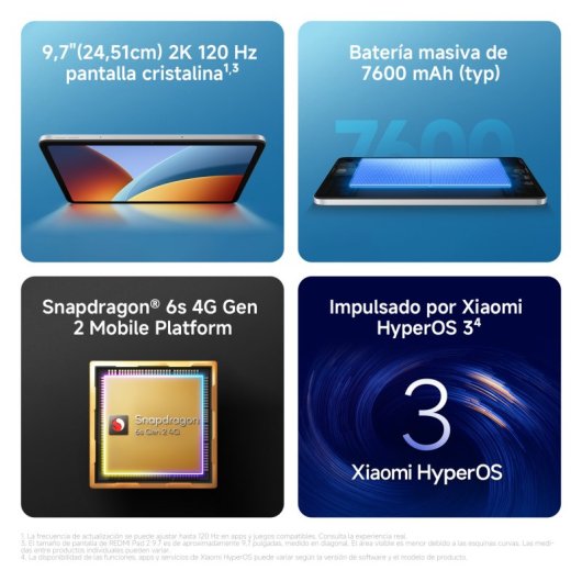 Tablet Xiaomi REDMI Pad 2 WiFi 9,7" 4GB 64GB Plata