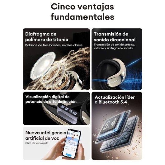 Auriculares Paxa Vogbuds 5 Pro Ai inalámbricos Bluetooth 5.4 con IA y baja latencia negros