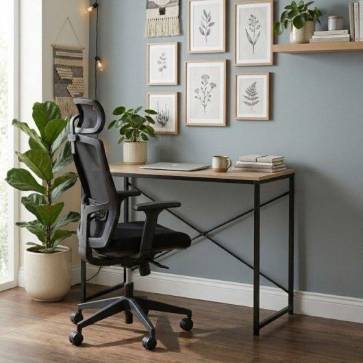 Escritorio Basik Line Siena Estructura Metálica Negro/natural 70x100x40 cm