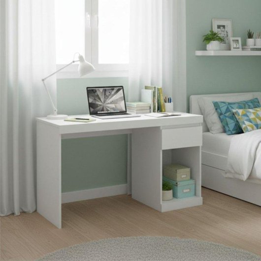 Mesa de escritorio Fabrikit Boro 1 cajón blanco mate 120x50x75,5 cm