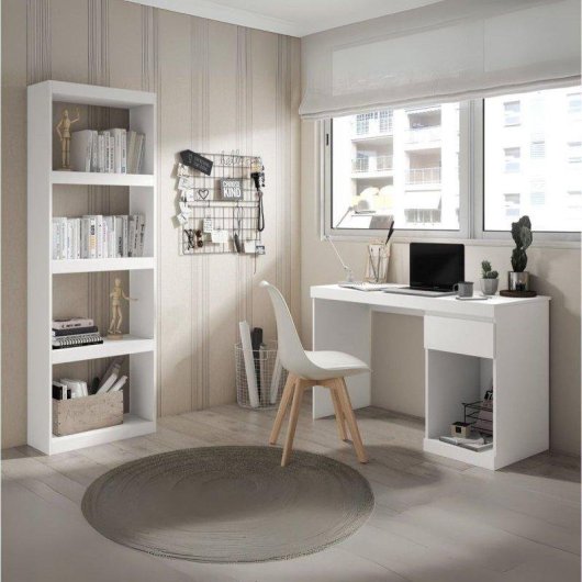 Mesa de escritorio Fabrikit Boro 1 cajón blanco mate 120x50x75,5 cm