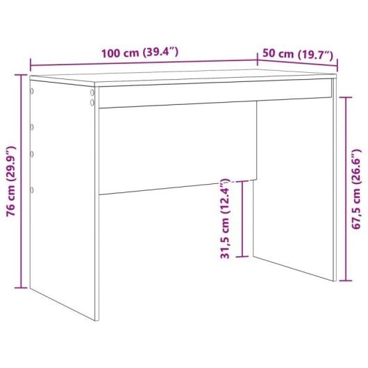Bureau Nantes 1 Compartiment Chêne 76x100x50 cm vidaXL