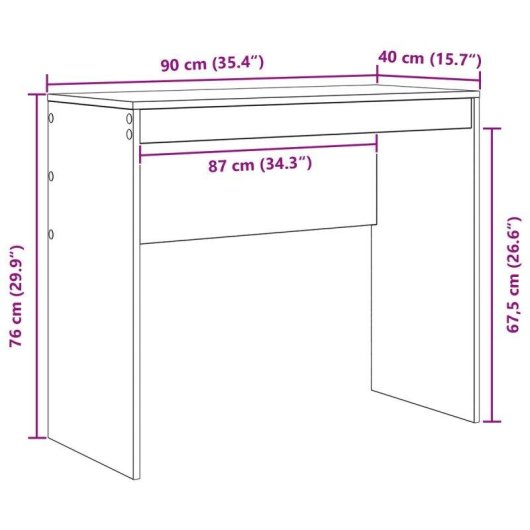 Escritorio vidaXL Lila 76x90x40 cm MDF con compartimento