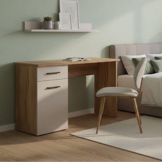 Escritorio Basik Line Elba Mauvella Blanco/natural 72x120x49,8 cm