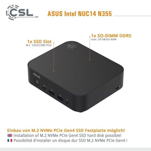 Mini PC Asus NUC14 N355 Intel Core 3 8GB 1000GB SSD Intel Graphics Windows 11