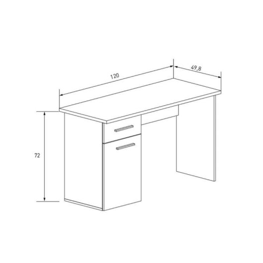 Escritorio Basik Line New Aura Armario Cajón Natural 72x120x49,8 cm