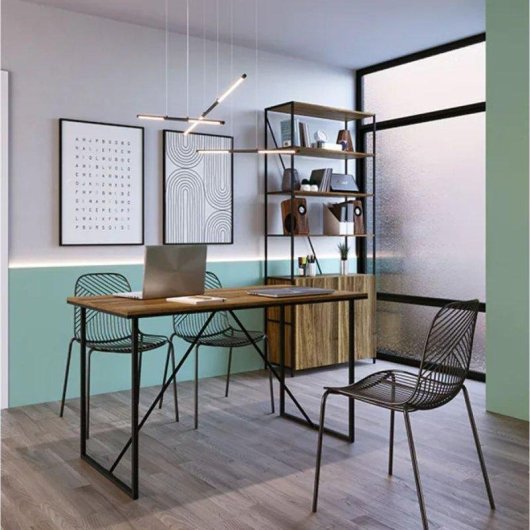 Escritorio Basik Line Fren Diseño Fijo Negro/roble 75x135x72 cm