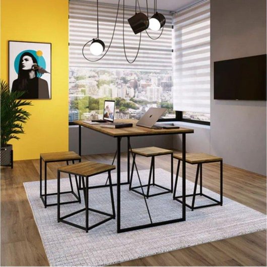 Escritorio Basik Line Fren Diseño Fijo Negro/roble 75x135x72 cm