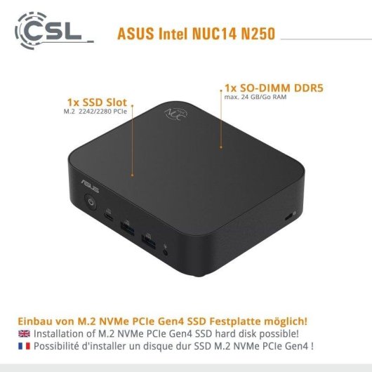 Mini PC Asus NUC14 N250 Intel Core N250 8GB 2000GB SSD Intel Graphics Windows 11